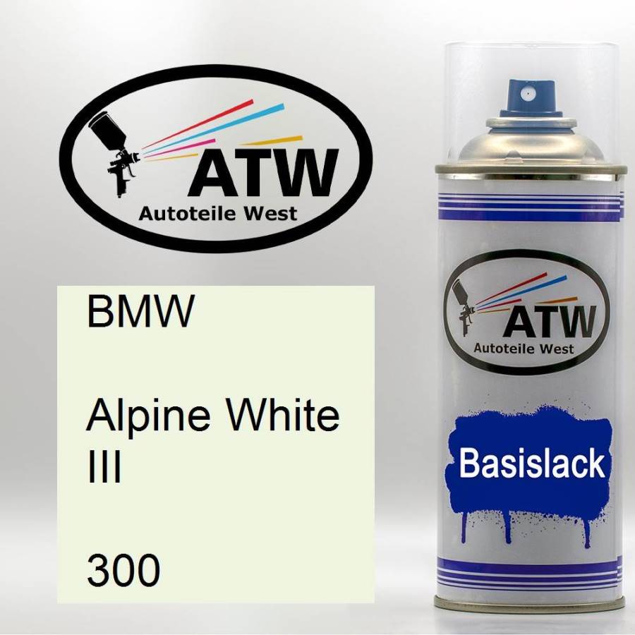 BMW, Alpine White III, 300: 400ml Sprühdose, von ATW Autoteile West.